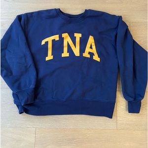 TNA blue crewneck - orange logo - barely worn